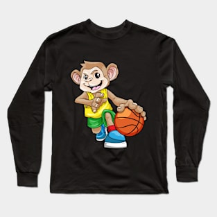 Monkey as basketball player with basketball Long Sleeve T-Shirt